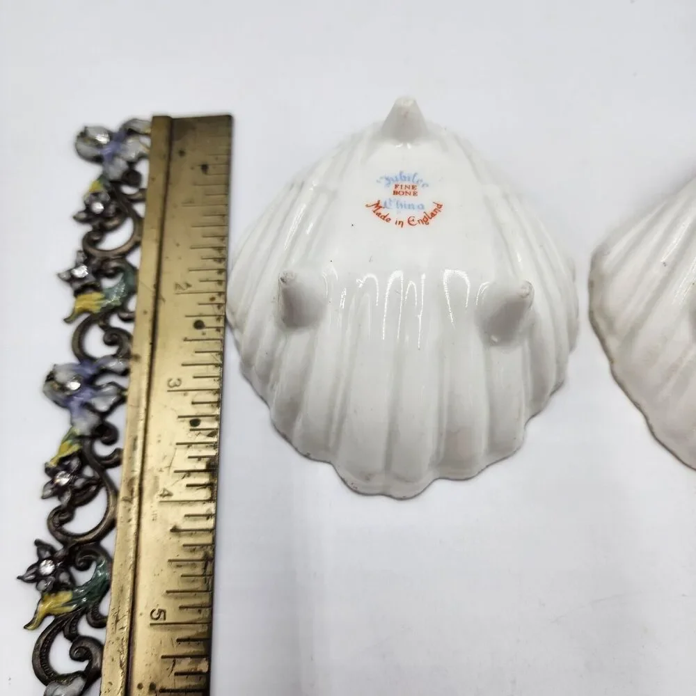 Vintage Set 2 Jubilee Fine Bone China Flower England Shell Shaped Trinket Dish
